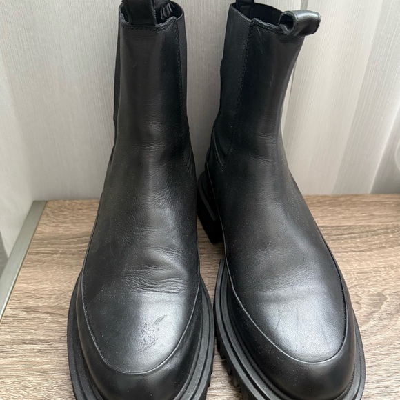 All Saints Shoes - All Saints Black Harlee Lug Sole Chelsea Boots